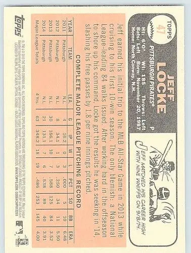 2015 Topps Heritage #47 Jeff Locke NM-MT Pirates ID:4304 - Baseball Card Single