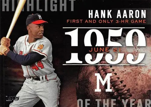 Original gloss 2015 Topps Highlight Hank Aaron baseball card Braves ID 17761