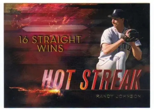Original gloss 2015 Topps Hot Streak Randy Johnson Mariners baseball card featuring topps hot design