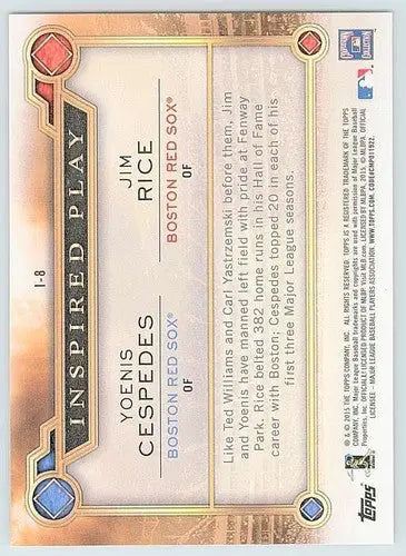 2015 Topps Inspirations Duals #I-8 Jim Rice/Yoenis Cespedes NM-MT Red S ID:35015 - Baseball Card Single