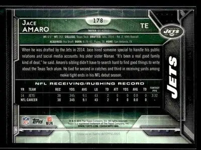 2015 Topps Jace Amaro #178 Super Bowl 50 New York Jets - Football Card Single