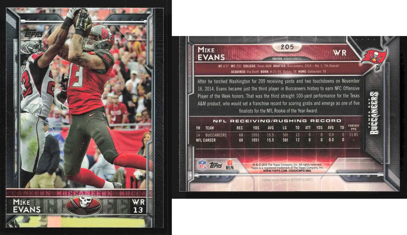 2015 Topps MIKE EVANS #205 Tampa Bay Buccaneers - Football Card Single