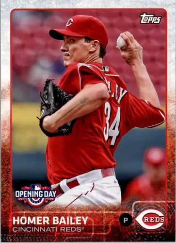 2015 Topps Opening Day Homer Bailey baseball card with original gloss Reds ID 3936