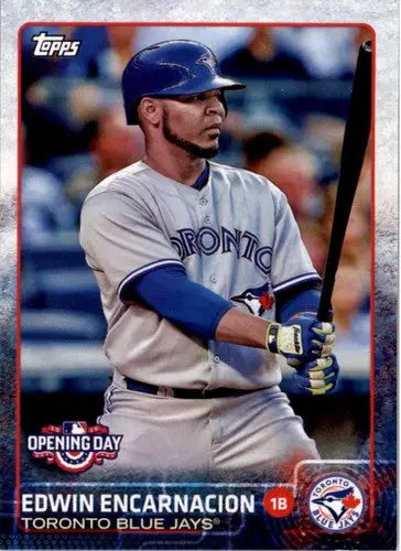 Original gloss of Edwin Encarnacion baseball card from 2015 Topps Opening Day Blue Jays
