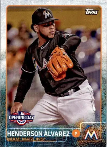 Baseball card from 2015 Topps Opening Day series featuring Henderson Alvarez Marlins