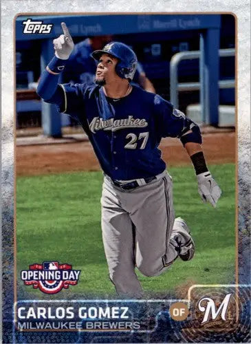 Original gloss 2015 Topps Opening Day Carlos Gomez baseball card for Milwaukee Brewers