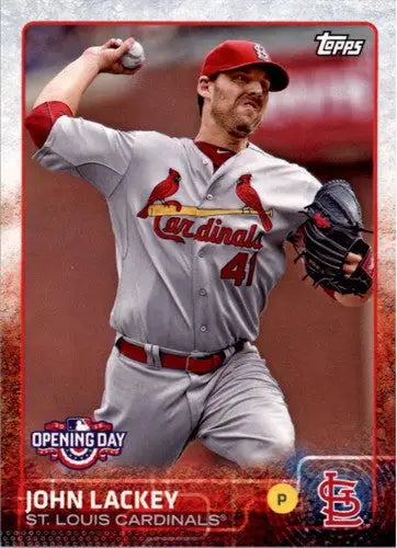 2015 Topps Opening Day John Lackey baseball card featuring Cardinals player in NM-MT condition