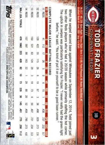 2015 Topps Opening Day Todd Frazier Reds baseball card with original gloss NM-MT