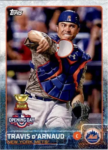 2015 Topps Opening Day baseball card featuring Travis d’Arnaud Mets with original gloss