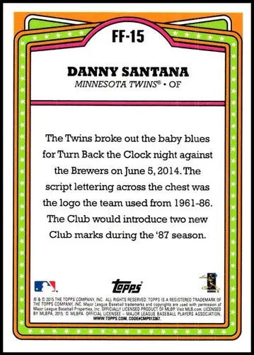Baseball card back with original gloss from Topps Opening Day Franchise series
