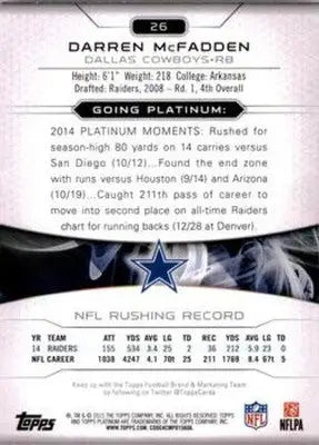 2015 Topps Platinum #26 Darren McFadden NM-MT Cowboys ID:81946 - Football Card Single