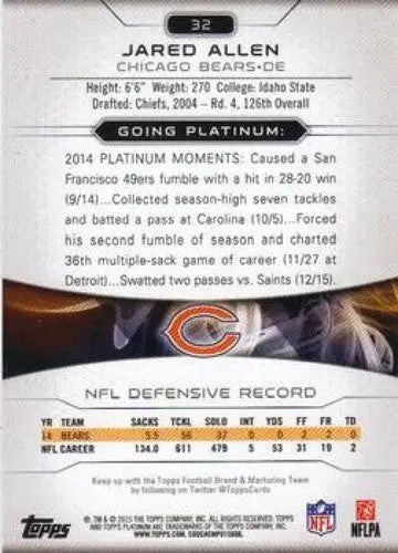 2015 Topps Platinum #32 Jared Allen NM-MT Bears ID:81949 - Football Card Single