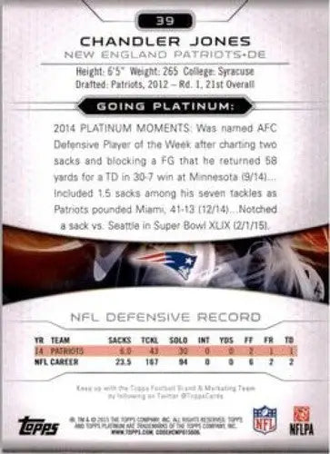 2015 Topps Platinum #39 Chandler Jones NM-MT Patriots ID:81953 - Football Card Single