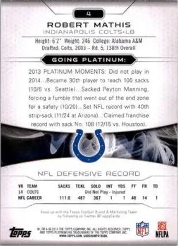 2015 Topps Platinum #4 Robert Mathis NM-MT Colts ID:81940 - Football Card Single