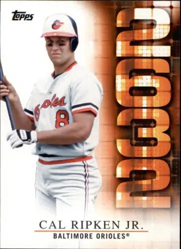 Baseball trading card featuring Cal Ripken Jr. in Orioles uniform with original gloss