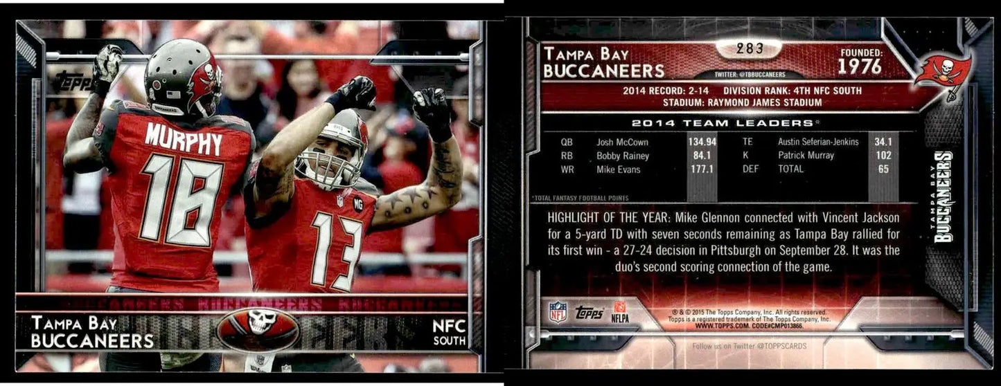 2015 Topps TAMPA BAY BUCCANEERS #283 Tampa Bay Buccaneers - Football Card Single