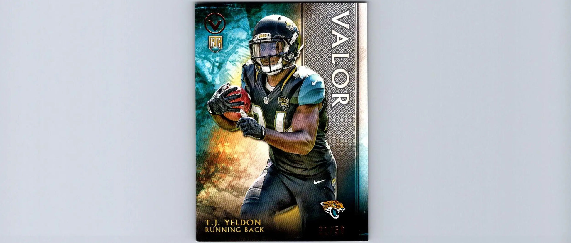 T.J. Yeldon football trading card from Topps Valor 2015 Yeldon Valor #/50