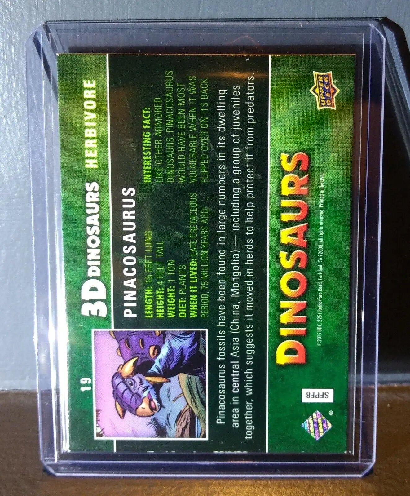 2015 Upper Deck Dinosaurs 3-D Lenticular Pinacosaurus #19 Trading Card - Other