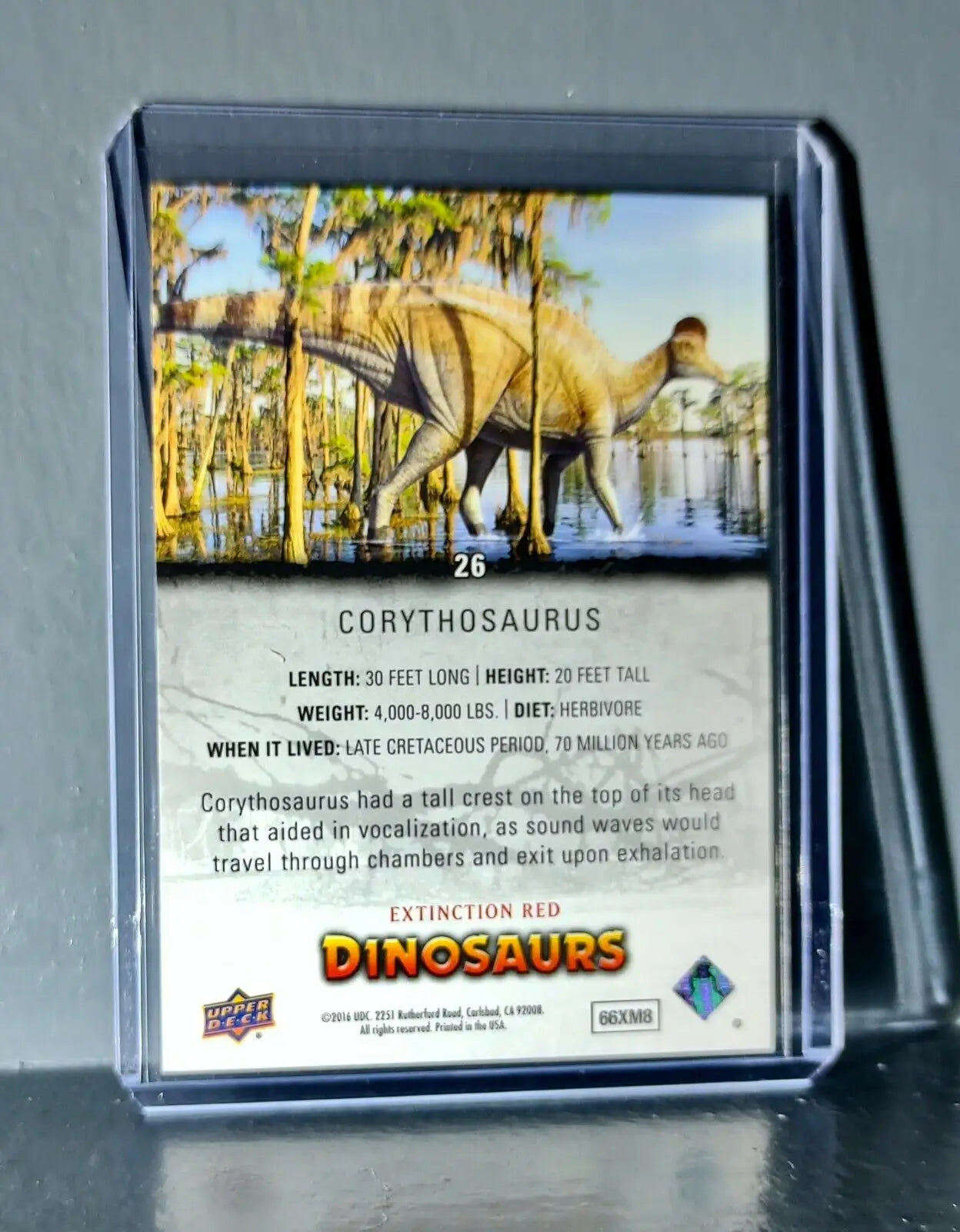 2015 Upper Deck Dinosaurs Corythosaurus Extinction Red Parallel #26 Card - Non-Sports Card Single