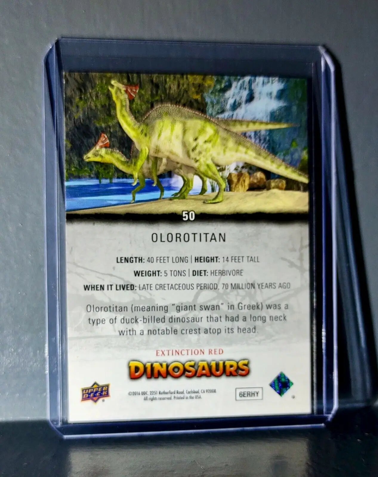 2015 Upper Deck Dinosaurs Olorotitan Extinction Red Parallel #50 Card - Non-Sports Card Single