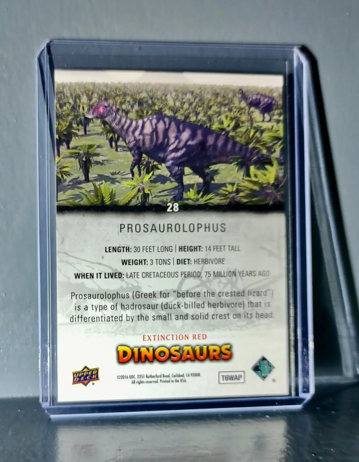 2015 Upper Deck Dinosaurs Prosaurolophus Extinction Red Parallel #28 Card - Non-Sports Card Single