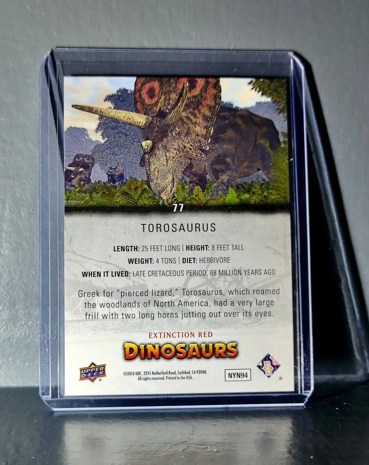 2015 Upper Deck Dinosaurs Torosaurus Extinction Red Parallel #77 Card - Non-Sports Card Single