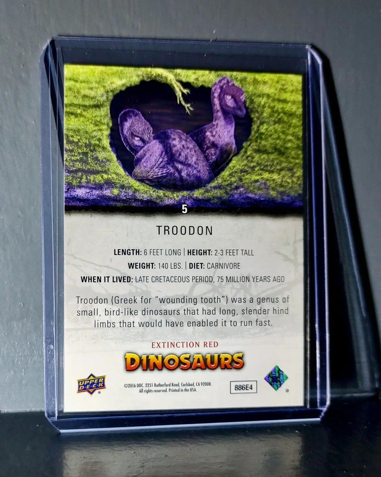2015 Upper Deck Dinosaurs Troodon Extinction Red Parallel #5 Card - Non-Sports Card Single