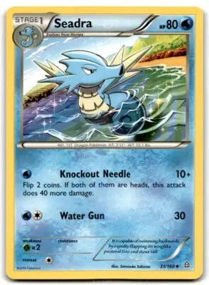 Seadra Pokémon card from 2015 XY Primal Clash with text-align center and line-height normal