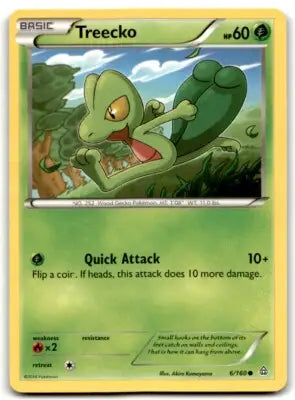 Treecko Pokémon card from Primal Clash Basic Common set displayed with text-align center