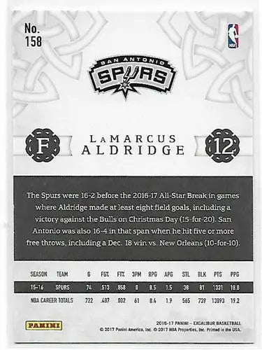 2016-17 Panini Excalibur #158 LaMarcus Aldridge NrMt-Mt Spurs - Basketball Card Single