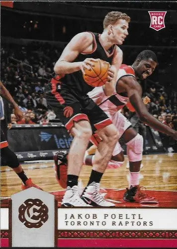 Jakob Poeltl rookie card from 2016-17 Panini Excalibur with original gloss displayed