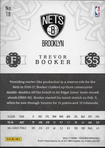 2016-17 Panini Excalibur #18 Trevor Booker NrMt-Mt Nets - Basketball Card Single