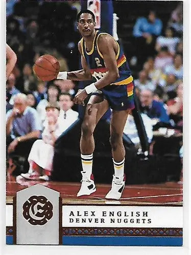Original gloss Panini Excalibur Alex English basketball card featuring Nuggets player