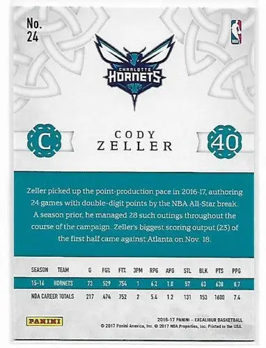 2016-17 Panini Excalibur Lord #24 Cody Zeller NM-MT Hornets - Basketball Card Single
