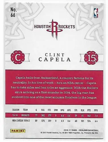 2016-17 Panini Excalibur Lord #66 Clint Capela NM-MT Rockets - Basketball Card Single