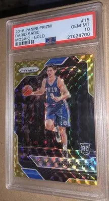 2016-17 Panini Mosaic Prizm #15 Dario Saric Gold RC Rookie #10/10 PSA 10 - Basketball Card Single