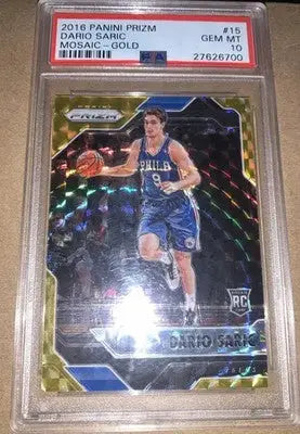 2016-17 Panini Mosaic Prizm #15 Dario Saric Gold RC Rookie #10/10 PSA 10 - Basketball Card Single