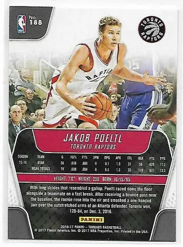 Basketball trading card from Panini Threads featuring Jakob Poeltl with original gloss