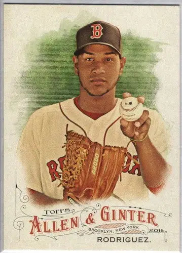 Original gloss baseball card featuring Eduardo Rodriguez of the Red Sox, 2016 Allen and Ginter