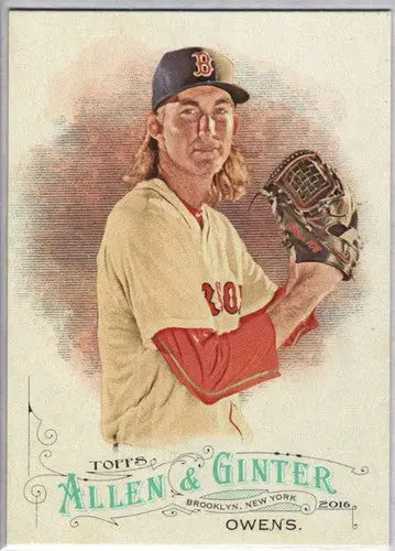 Baseball card of Henry Owens Red Sox pitcher with original gloss from 2016 Allen and Ginter