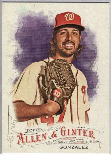 Baseball card of Gio Gonzalez with original gloss from 2016 Allen and Ginter NM-MT