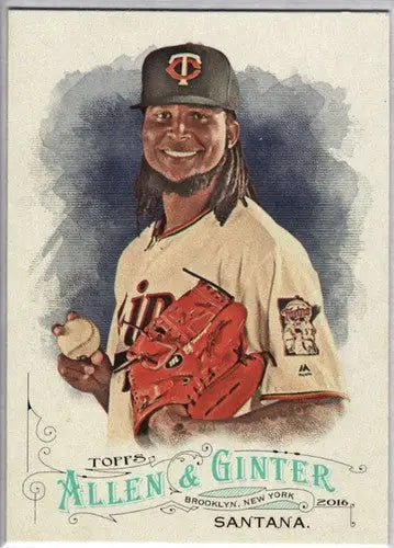 Original gloss baseball card featuring Ervin Santana NM-MT Twins from 2016 Allen and Ginter