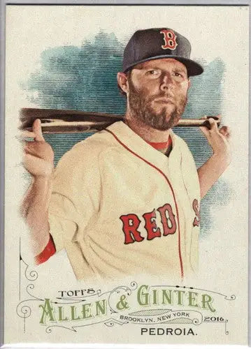 Dustin Pedroia baseball card with original gloss from 2016 Allen and Ginter series