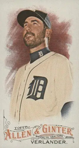 Original gloss Ginter Mini Justin Verlander baseball card from 2016 Allen and Ginter series