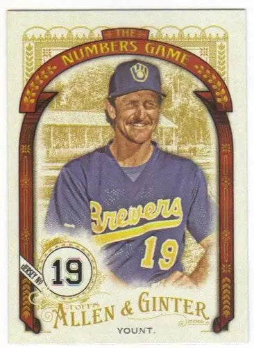 Baseball card featuring Robin Yount from 2016 Allen and Ginter Numbers Game series