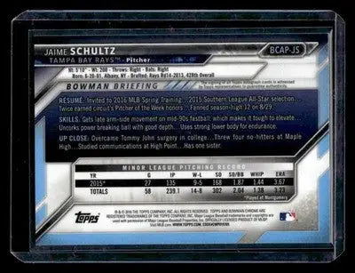 2016 Bowman Chrome #BCAP-JS Jaime Schultz Prospects Autographs - Baseball Card Single
