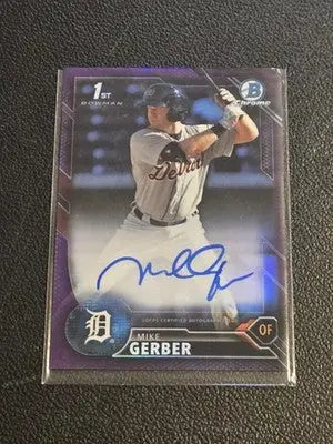 2016 Bowman Chrome Mike Gerber Prospects Autographs Purple Refractor #/250 - Baseball Card Single