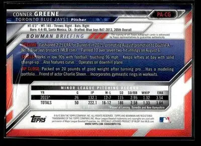 2016 Bowman #PA-CG Conner Greene Paper Prospect Autographs - Baseball Card Single