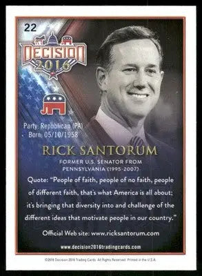 2016 Decision Rick Santorum #22 - Other