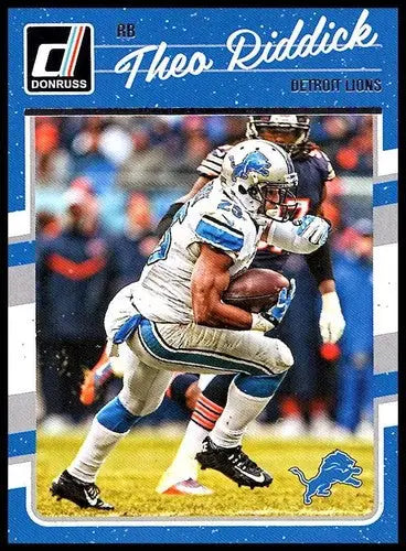 2016 Donruss Theo Riddick football card with original gloss, NM-MT condition